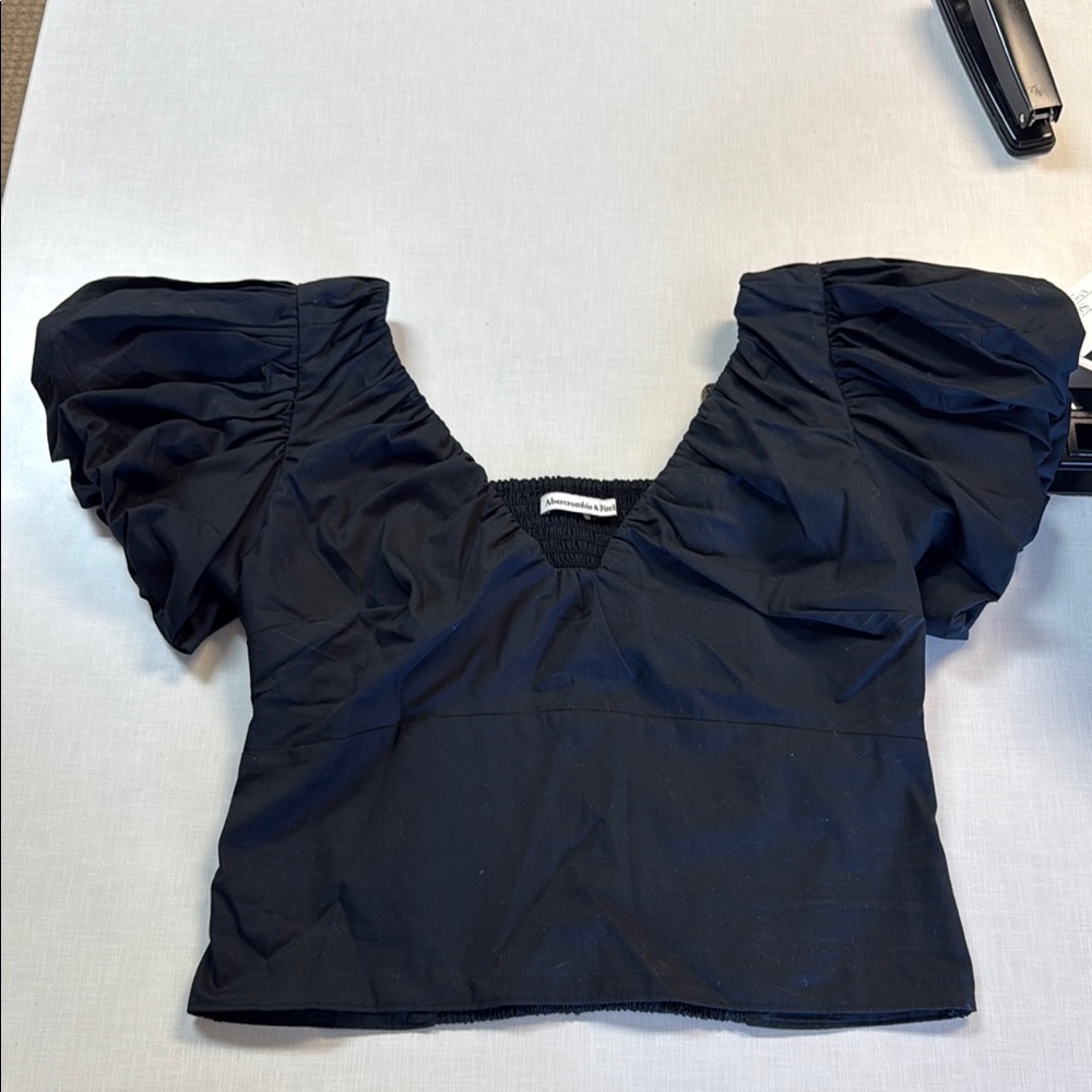 Abercrombie & Fitch Black Puff Sleeve Blouse